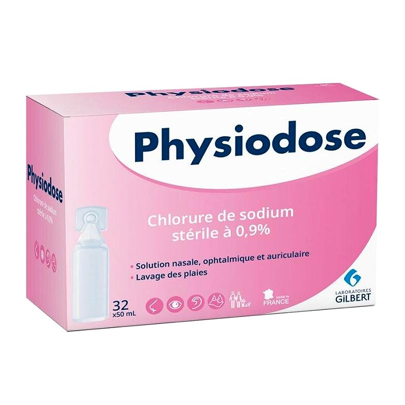 Ampoule de sérum physiologique, flacon de 50 ml - Lot de 32 doses