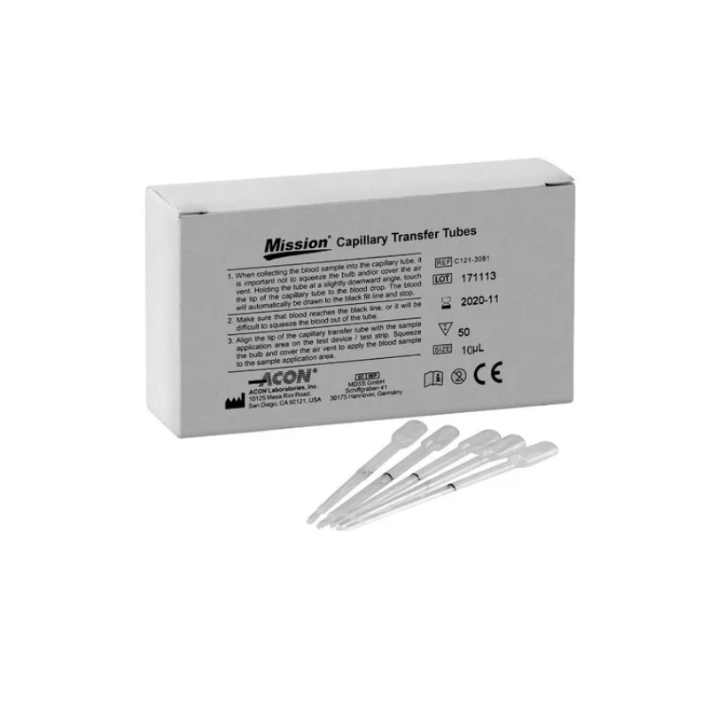 Tubes de transfert capillaire pour lecteur d'hémoglobine MISSION HB, lot de 50