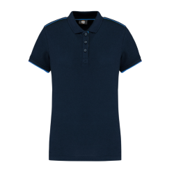 Polo bicolore manches courtes polycoton femme