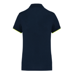 Polo bicolore manches courtes polycoton femme