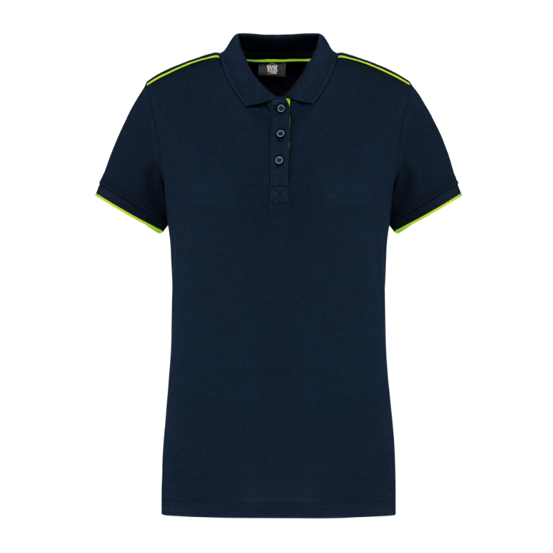 Polo bicolore manches courtes polycoton femme