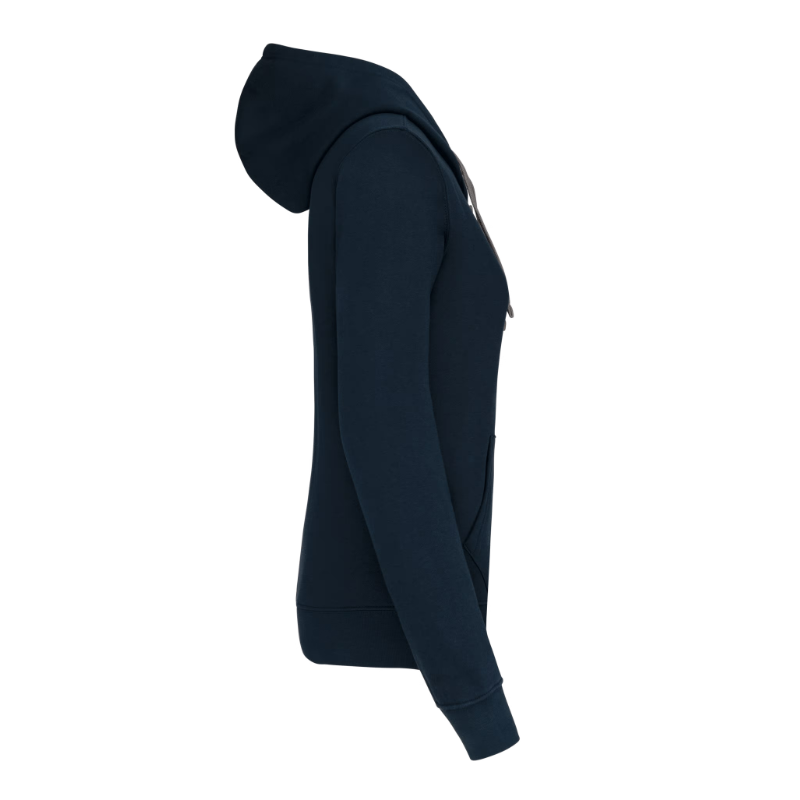 Sweat-shirt zippé à capuche bicolore femme