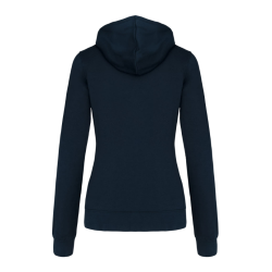 Sweat-shirt zippé à capuche bicolore femme